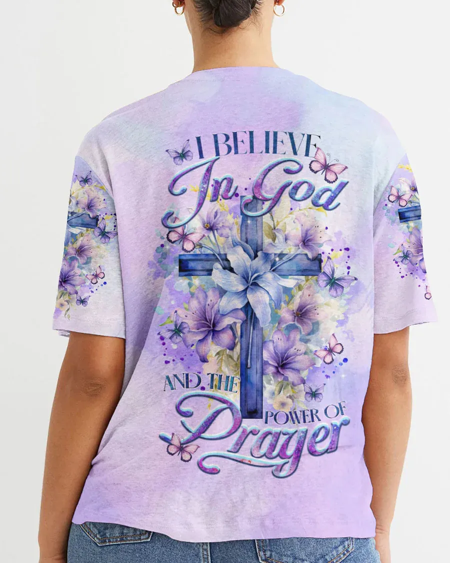 Christianartbag 3D T-Shirt For Women, I Believe In God Women's All Over Print Shirt, Christian Shirt, Faithful Fashion, 3D Printed Shirts for Christian Women, CABDS02271223