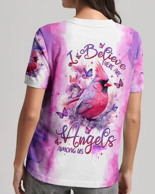 Christianartbag 3D T-Shirt For Women, I Believe There Are Angels Among Us Cardinal, Christian Shirt, Faithful Fashion, CAB3DTOP01080823