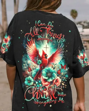 Christianartbag 3D T-Shirt For Women, I Can Do All Things Through Christ Cardinal Women's All Over Print Shirt, Christian Shirt, Faithful Fashion, 3D Printed Shirts for Christian Women, CABDS01271223