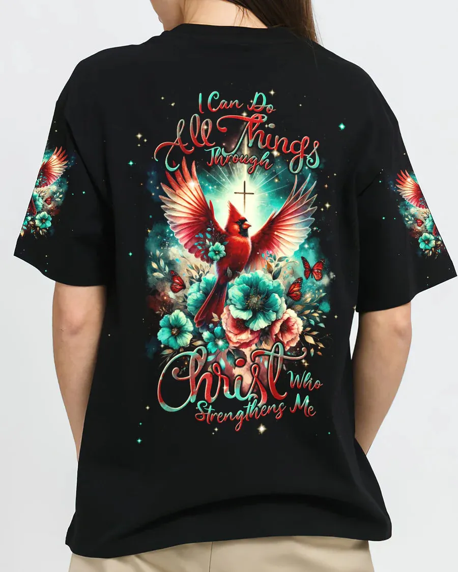 Christianartbag 3D T-Shirt For Women, I Can Do All Things Through Christ Cardinal Women's All Over Print Shirt, Christian Shirt, Faithful Fashion, 3D Printed Shirts for Christian Women, CABDS01271223
