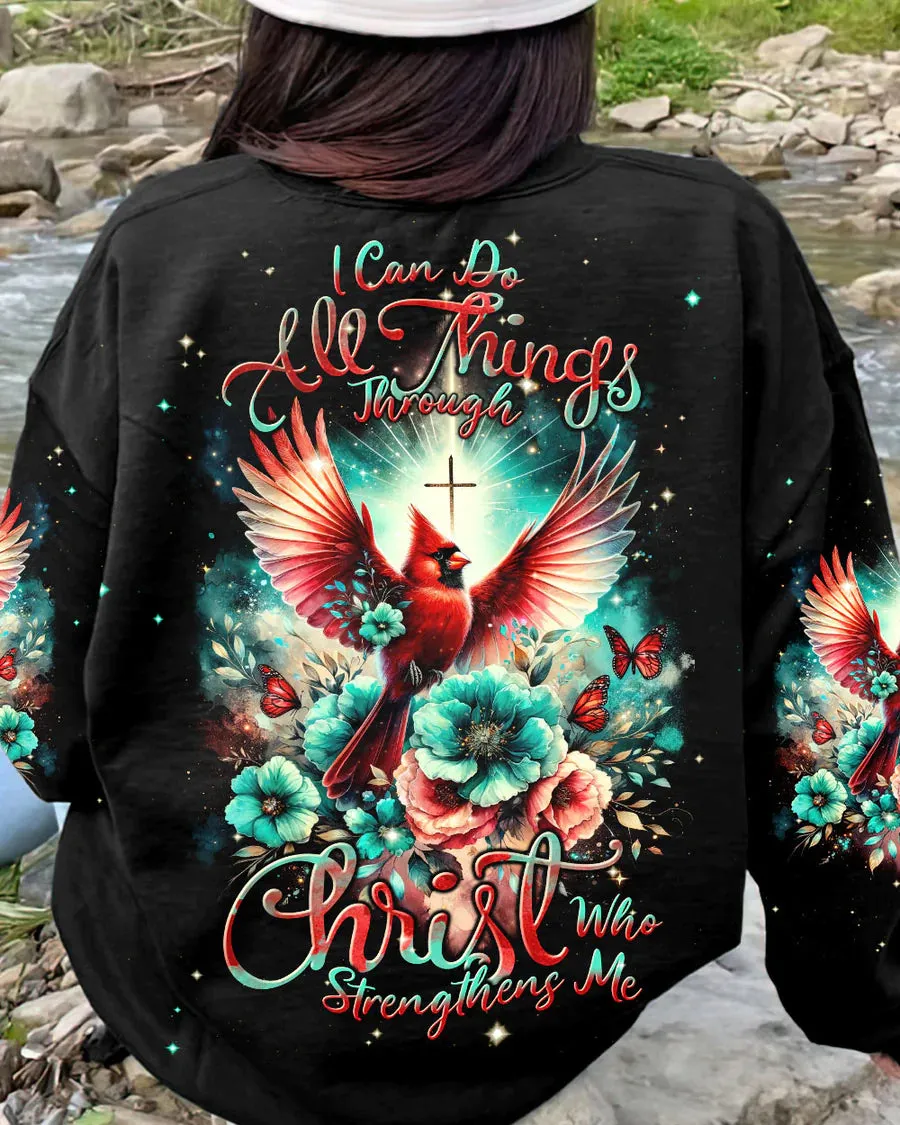 Christianartbag 3D T-Shirt For Women, I Can Do All Things Through Christ Cardinal Women's All Over Print Shirt, Christian Shirt, Faithful Fashion, 3D Printed Shirts for Christian Women, CABDS01271223