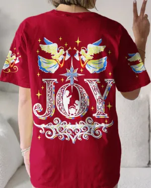 Christianartbag 3D T-Shirt For Women, Joy Christmas Women's All Over Print Shirt Women's All Over Print Shirt, Christian Shirt, Faithful Fashion, 3D Printed Shirts for Christian Women
