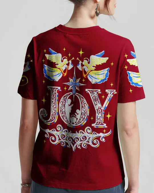 Christianartbag 3D T-Shirt For Women, Joy Christmas Women's All Over Print Shirt Women's All Over Print Shirt, Christian Shirt, Faithful Fashion, 3D Printed Shirts for Christian Women