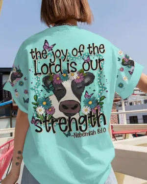 Christianartbag 3D T-Shirt For Women, The Joy Of The Lord Cow Women's All Over Print Shirt, Christian Shirt, Faithful Fashion, 3D Printed Shirts for Christian Women