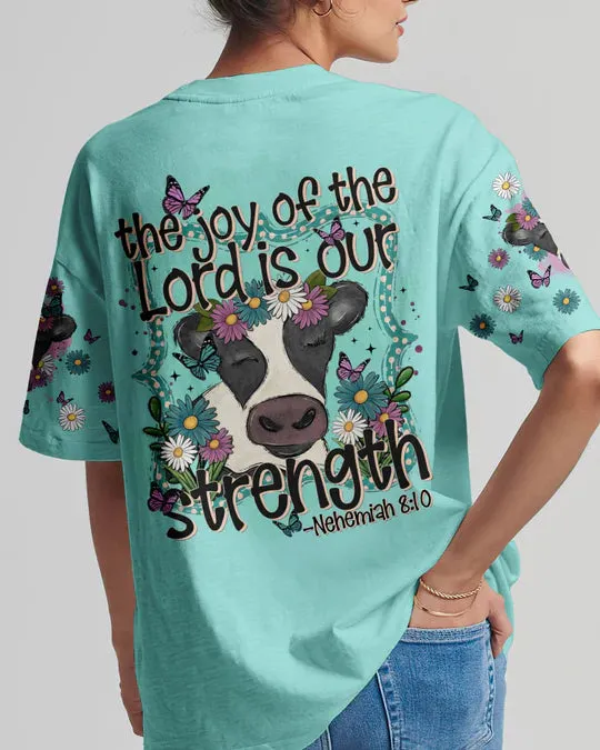 Christianartbag 3D T-Shirt For Women, The Joy Of The Lord Cow Women's All Over Print Shirt, Christian Shirt, Faithful Fashion, 3D Printed Shirts for Christian Women