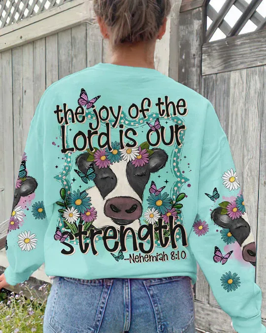 Christianartbag 3D T-Shirt For Women, The Joy Of The Lord Cow Women's All Over Print Shirt, Christian Shirt, Faithful Fashion, 3D Printed Shirts for Christian Women