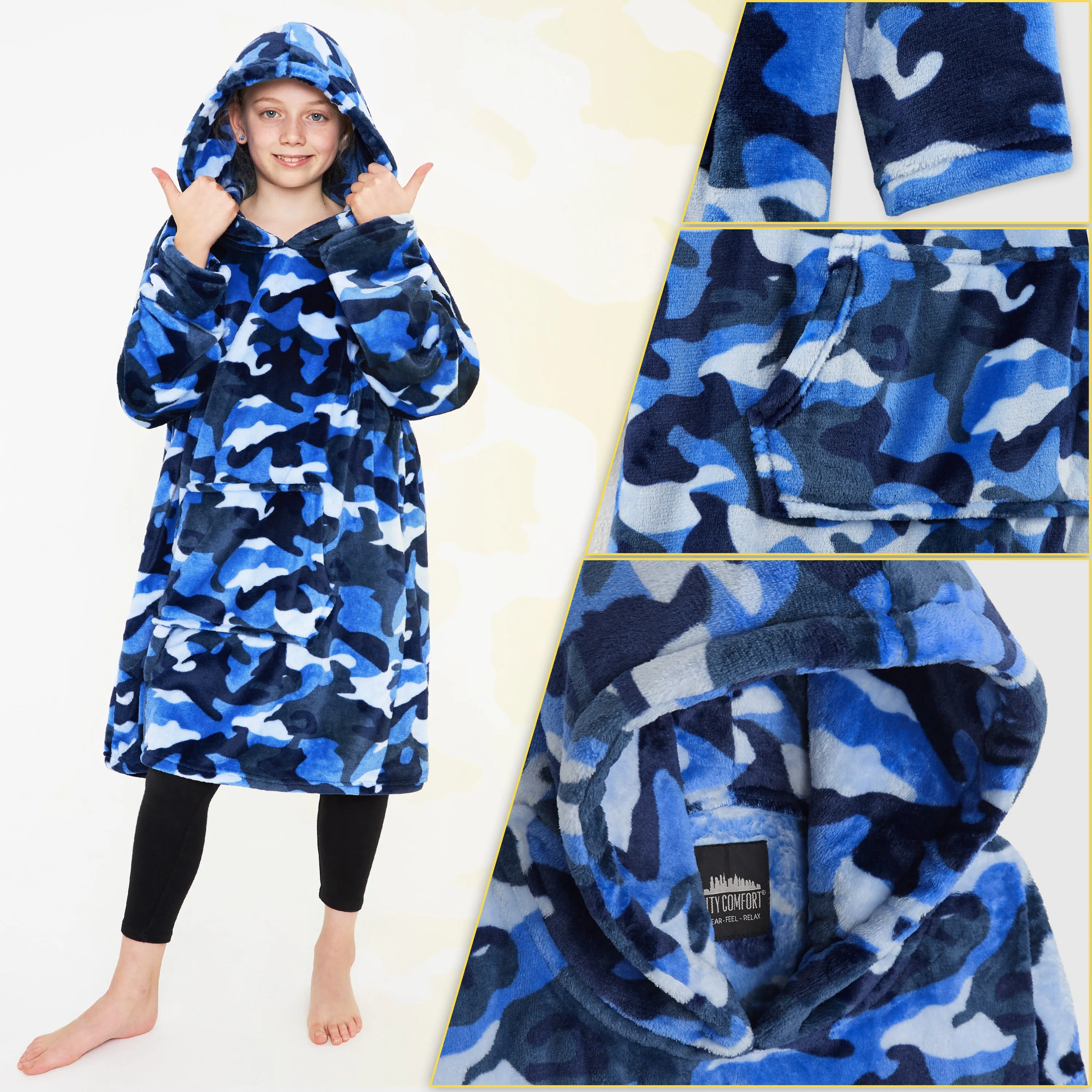 CityComfort Girls Oversized Blanket Hoodie Kids Fleece Fluffy Hoodies