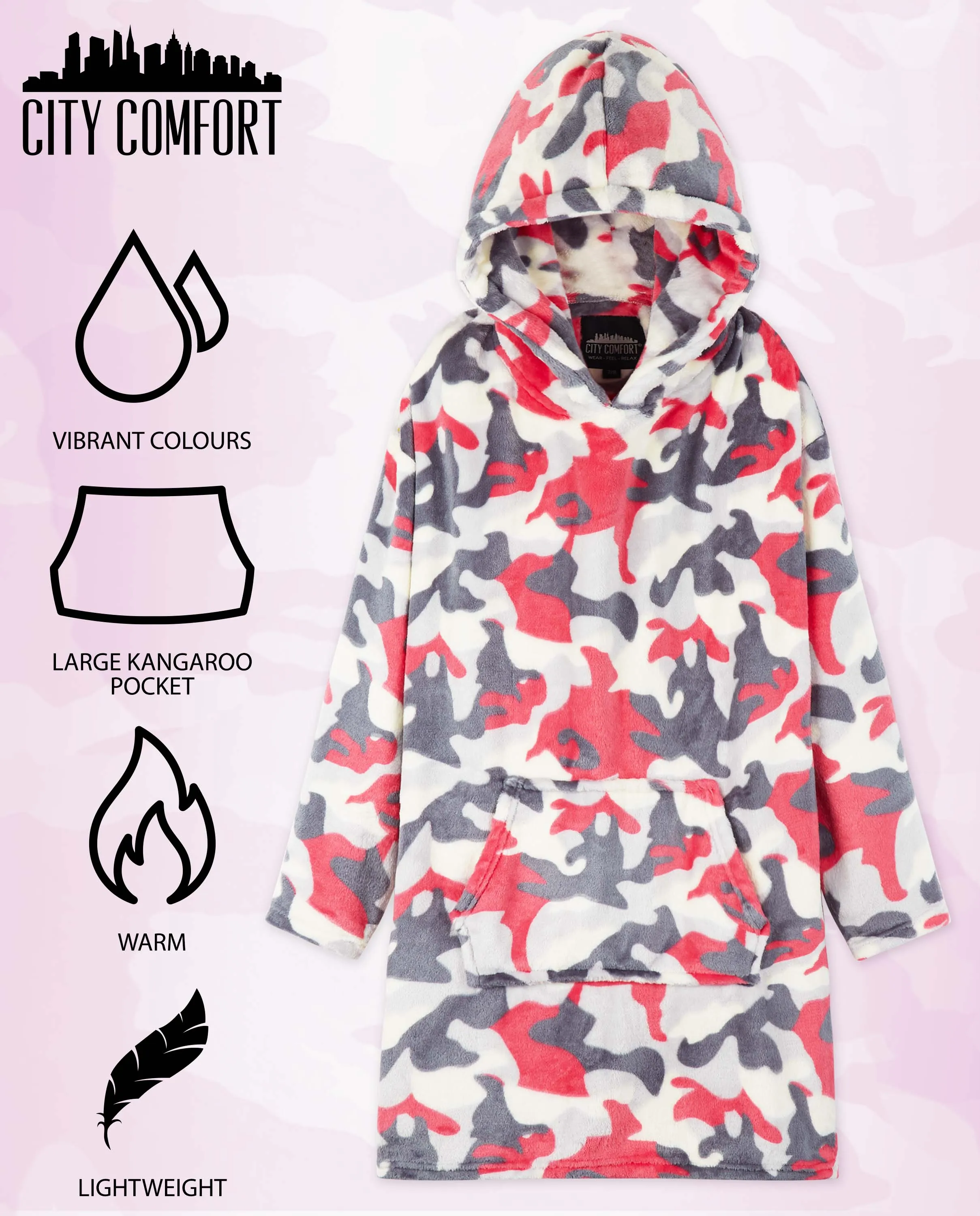 CityComfort Girls Oversized Blanket Hoodie Kids Fleece Fluffy Hoodies