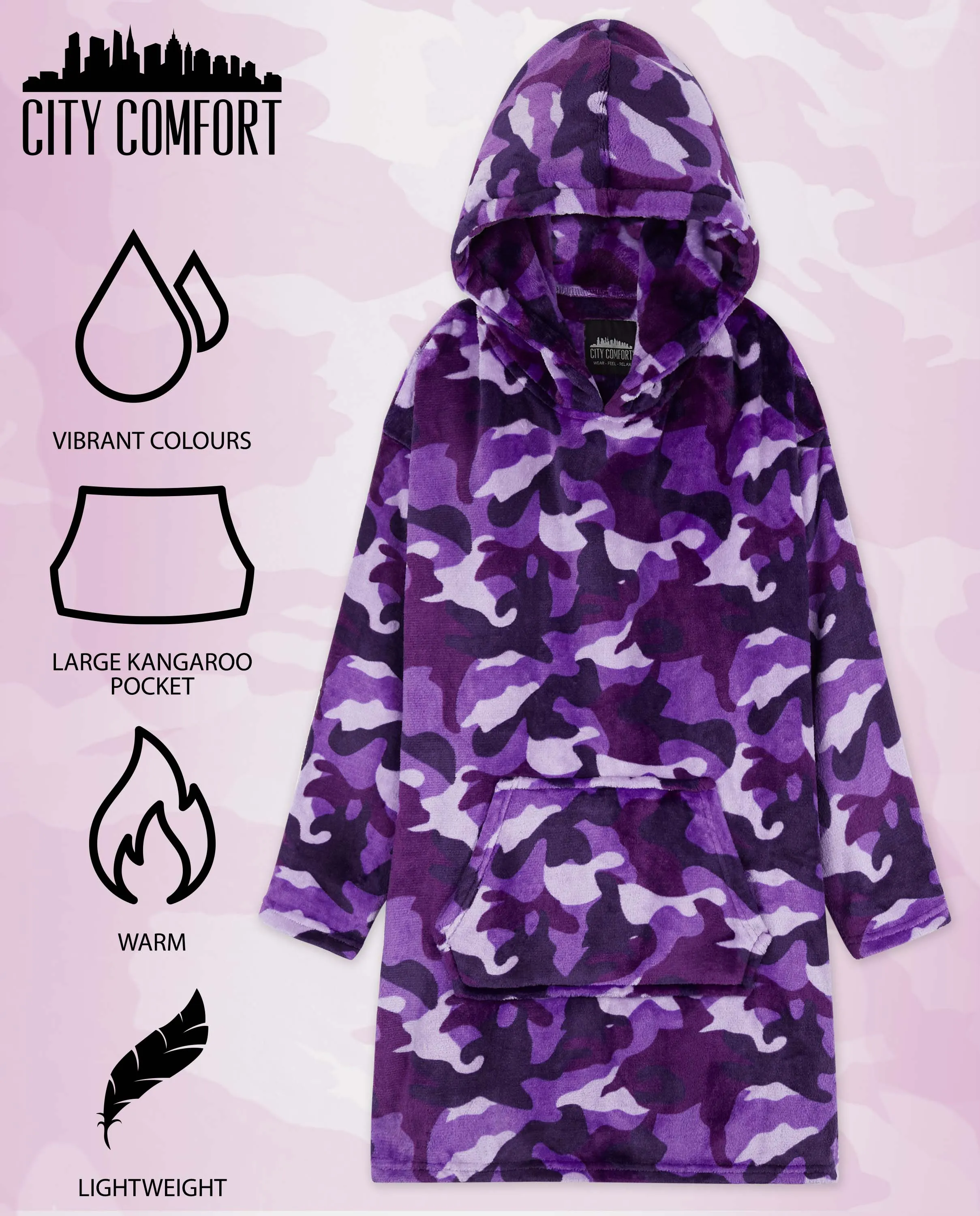 CityComfort Girls Oversized Blanket Hoodie Kids Fleece Fluffy Hoodies