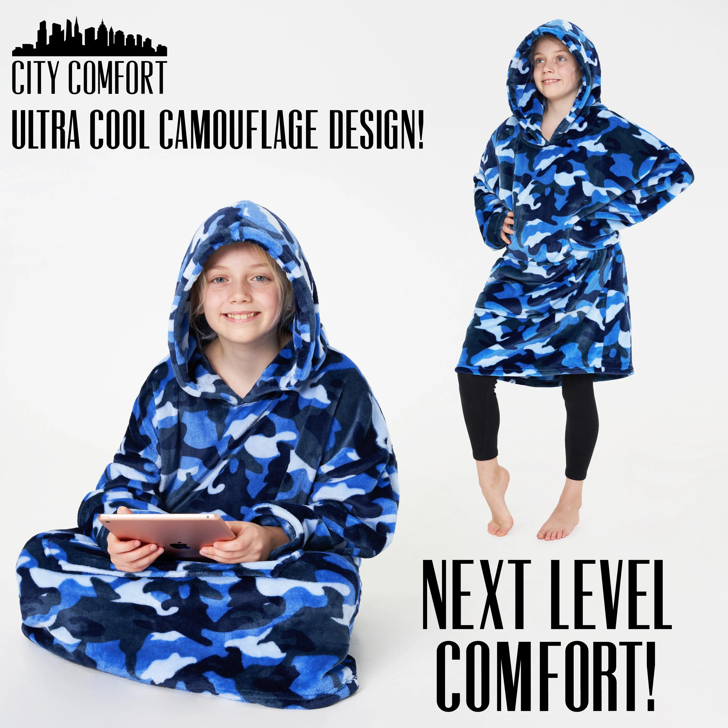 CityComfort Girls Oversized Blanket Hoodie Kids Fleece Fluffy Hoodies