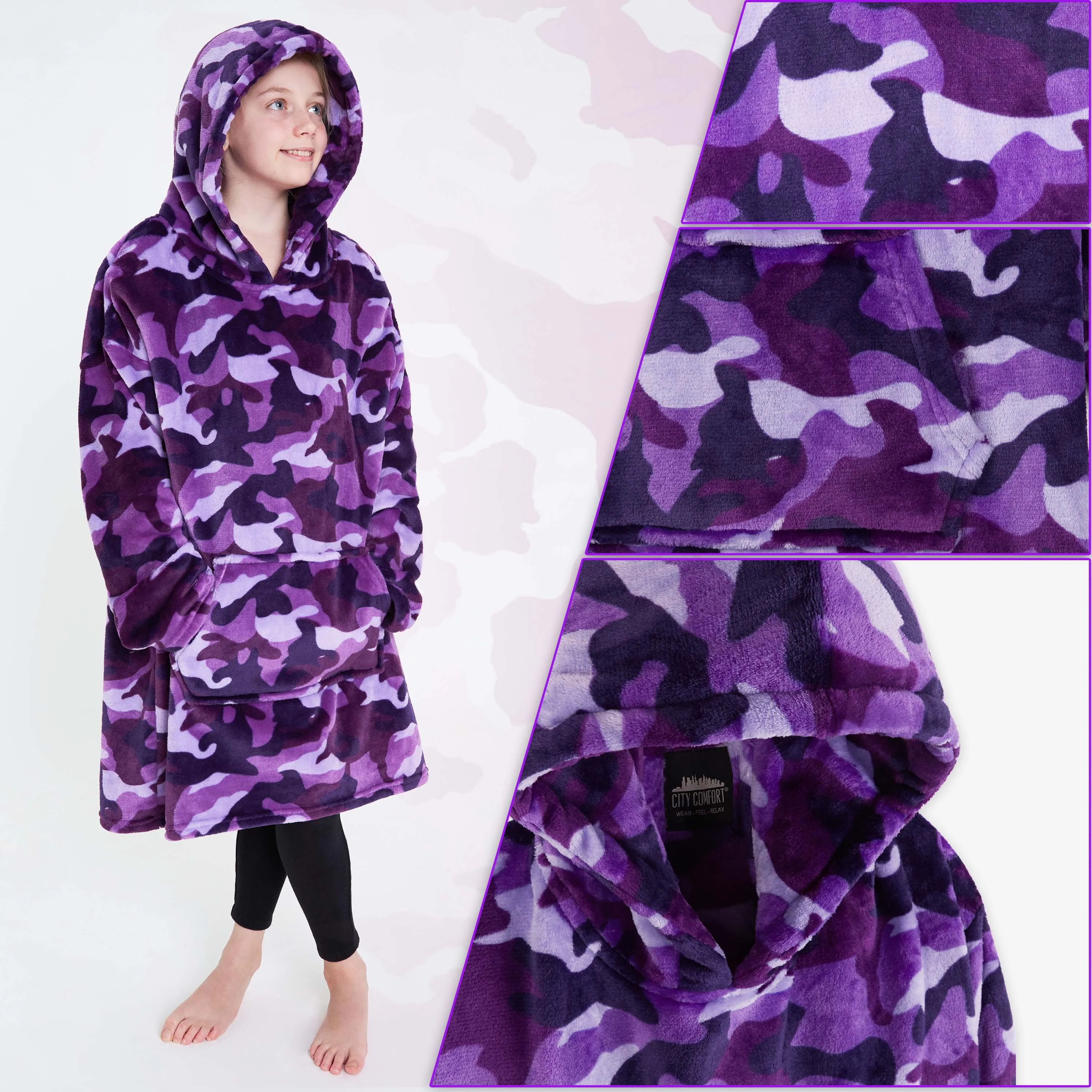 CityComfort Girls Oversized Blanket Hoodie Kids Fleece Fluffy Hoodies