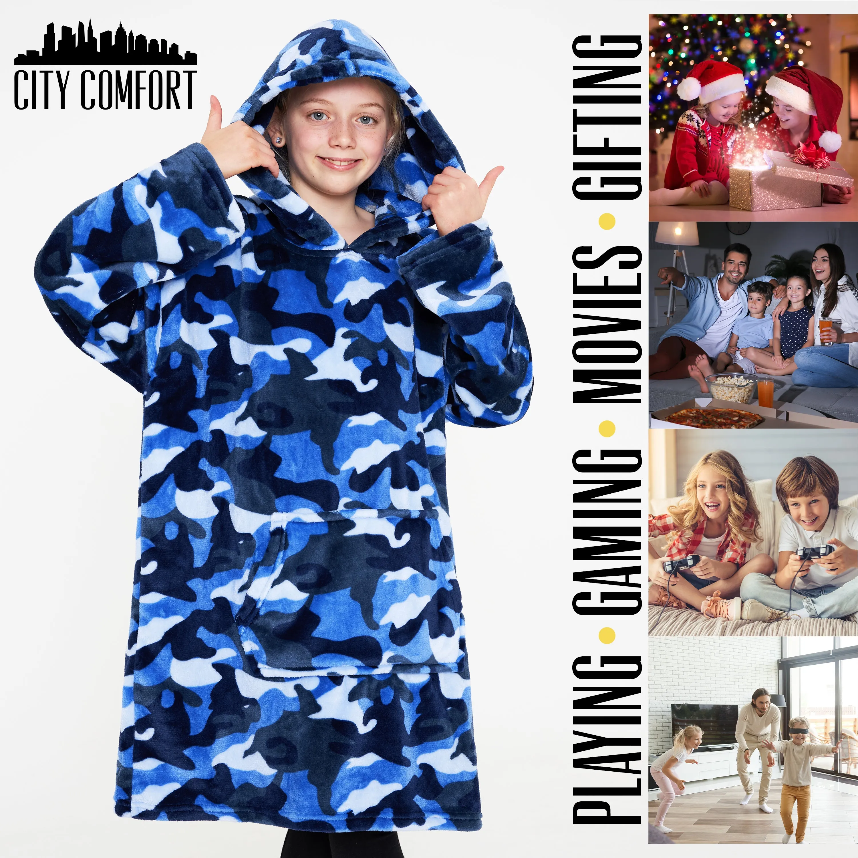 CityComfort Girls Oversized Blanket Hoodie Kids Fleece Fluffy Hoodies