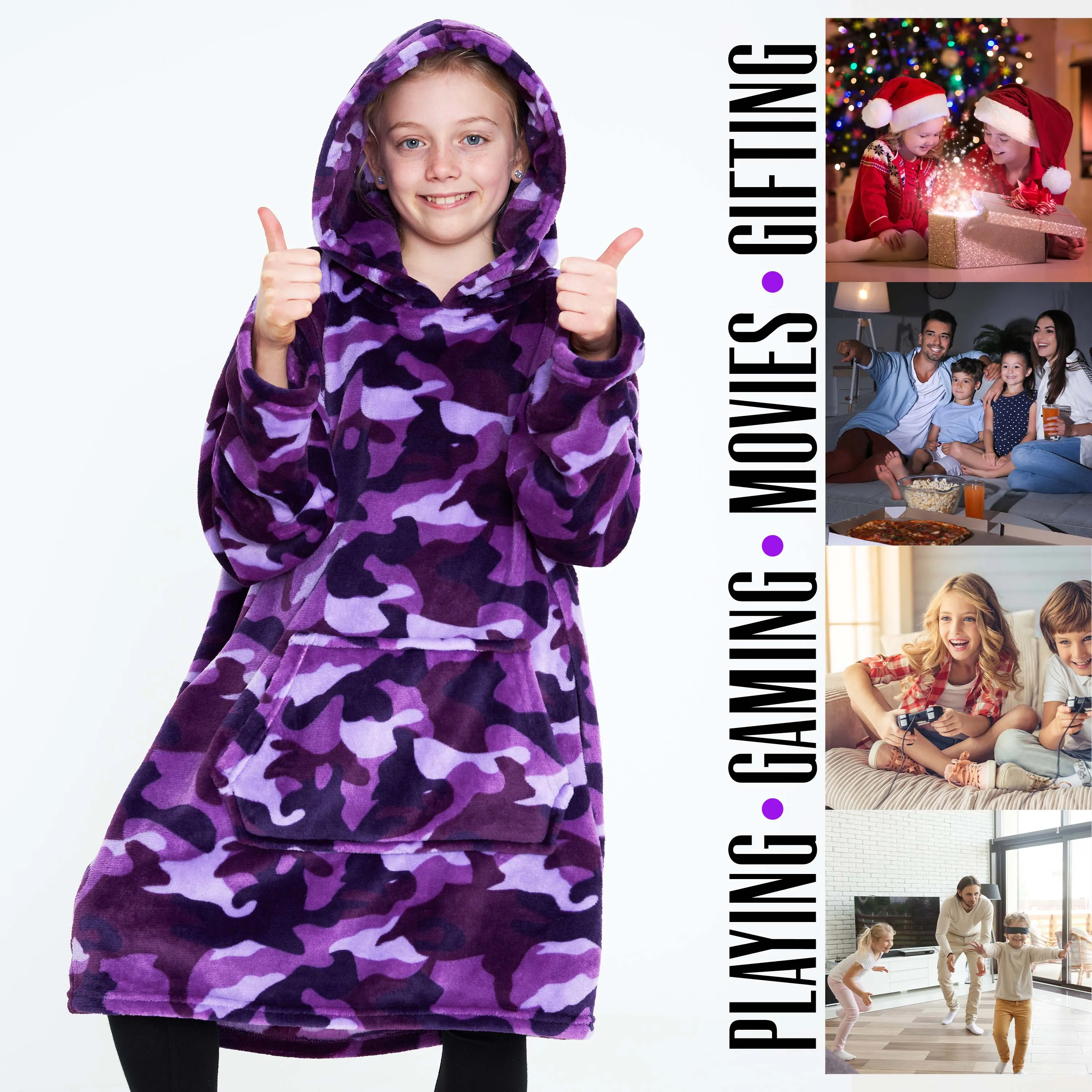 CityComfort Girls Oversized Blanket Hoodie Kids Fleece Fluffy Hoodies