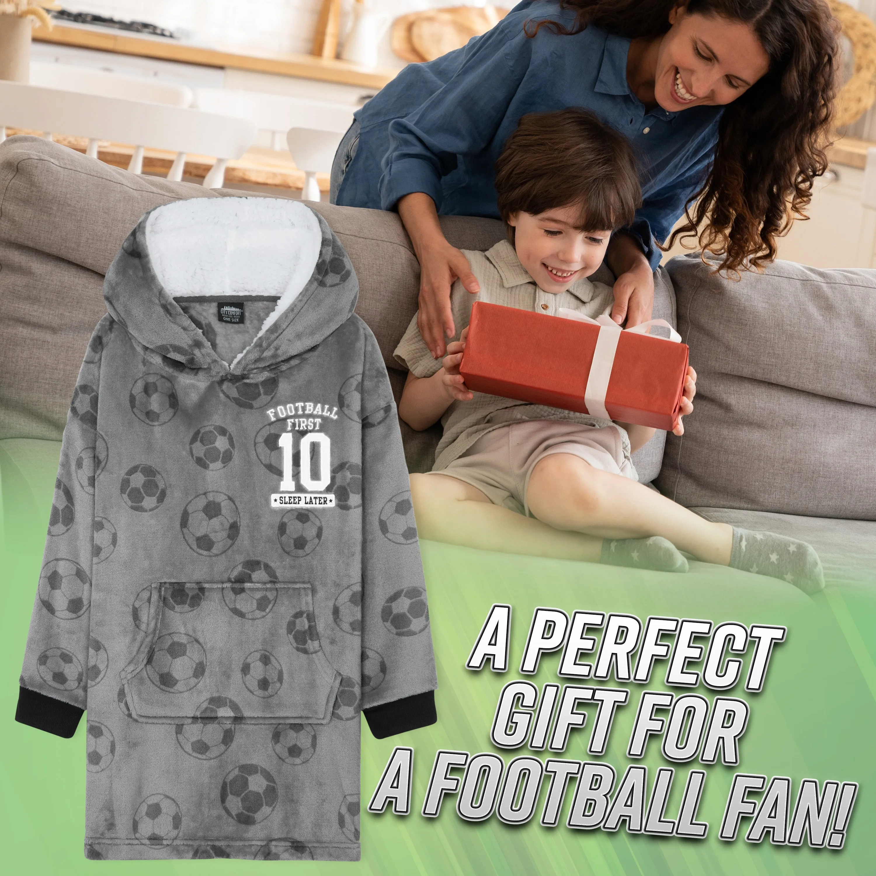 CityComfort Hoodie For Boys, Fleece Oversized Hoodie Blanket