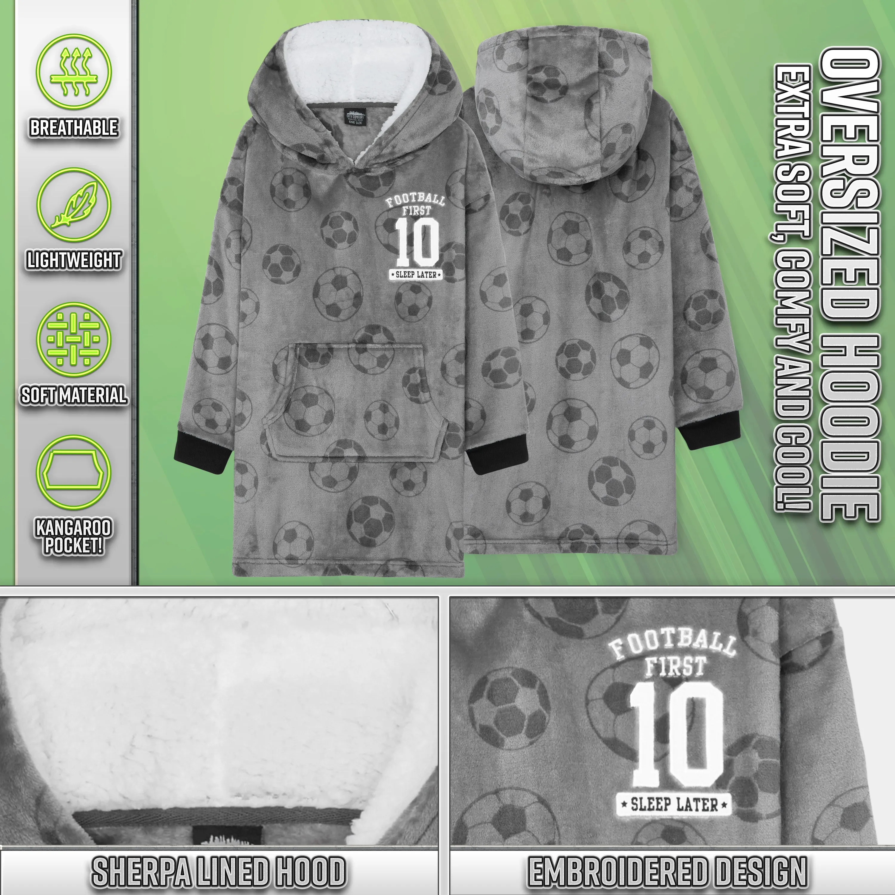 CityComfort Hoodie For Boys, Fleece Oversized Hoodie Blanket