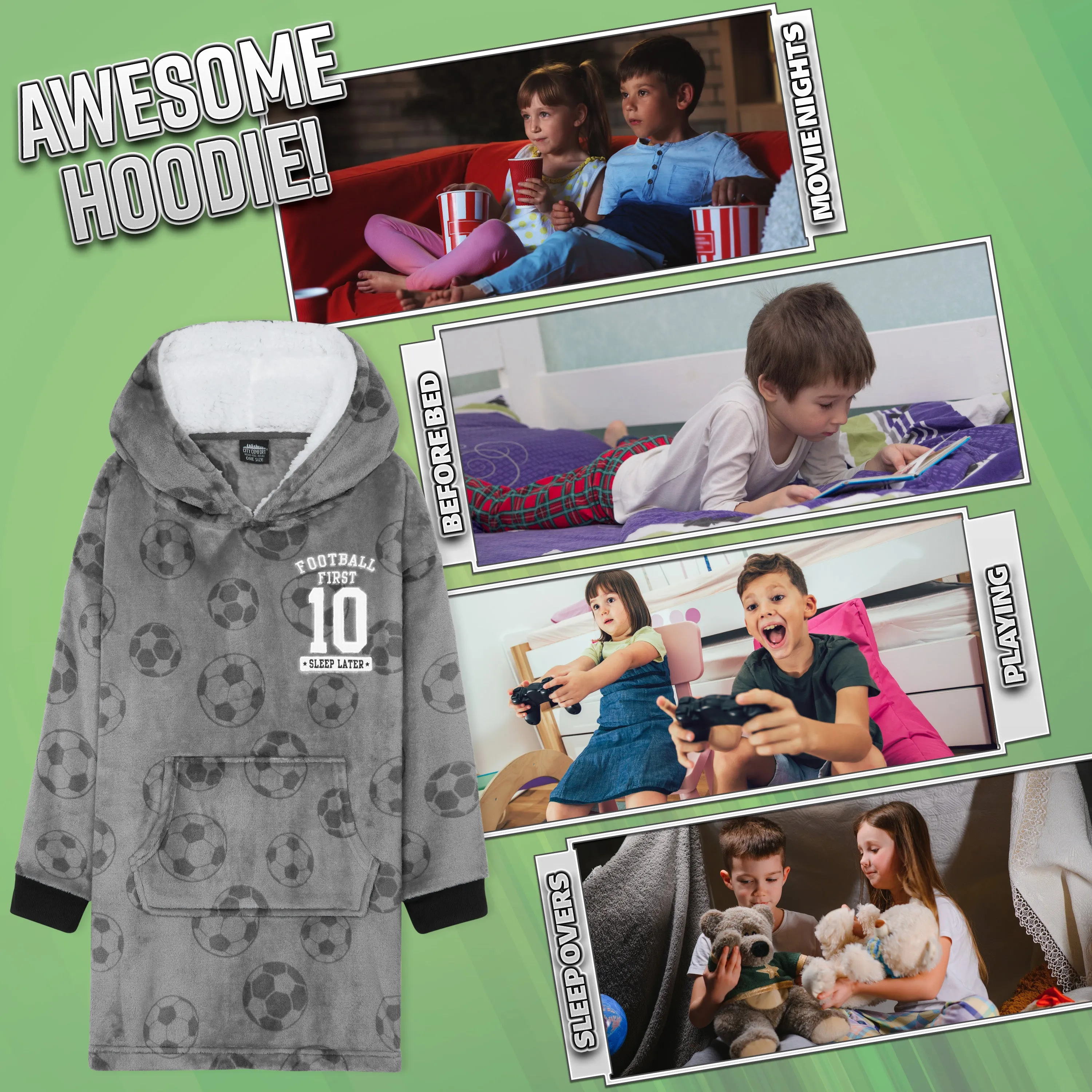 CityComfort Hoodie For Boys, Fleece Oversized Hoodie Blanket