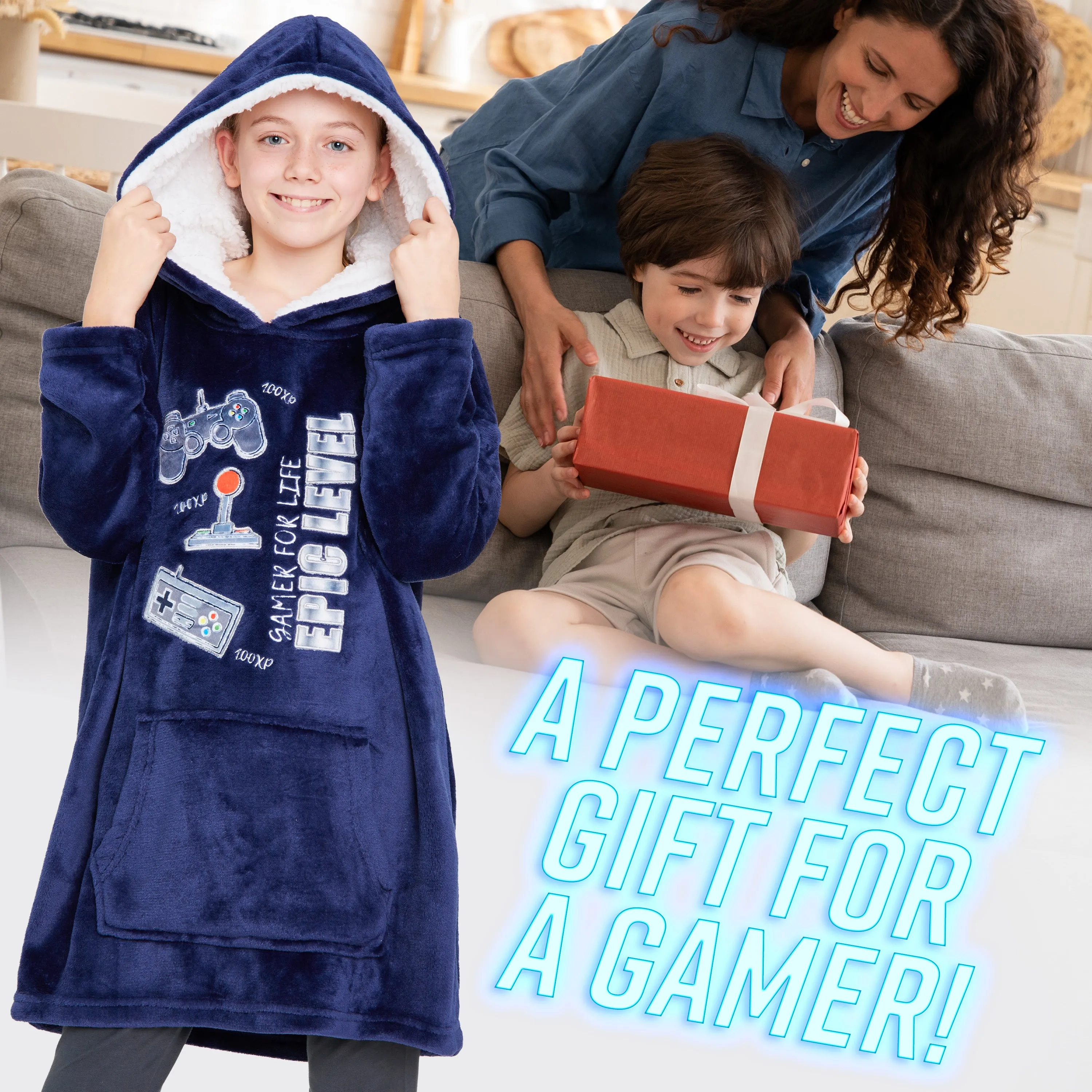 CityComfort Hoodie For Boys, Fleece Oversized Hoodie Blanket