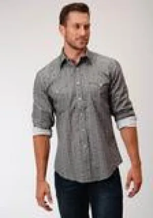 CL03-001-0064-4005-3XL-Grey Shirt Roper L/S North & South Print Snaps