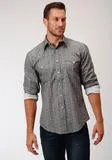 CL03-001-0064-4005-3XL-Grey Shirt Roper L/S North & South Print Snaps