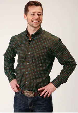 CL03-001-0326-0173 Mens L/S Shirt Roper- Chocolate Agave Foulard