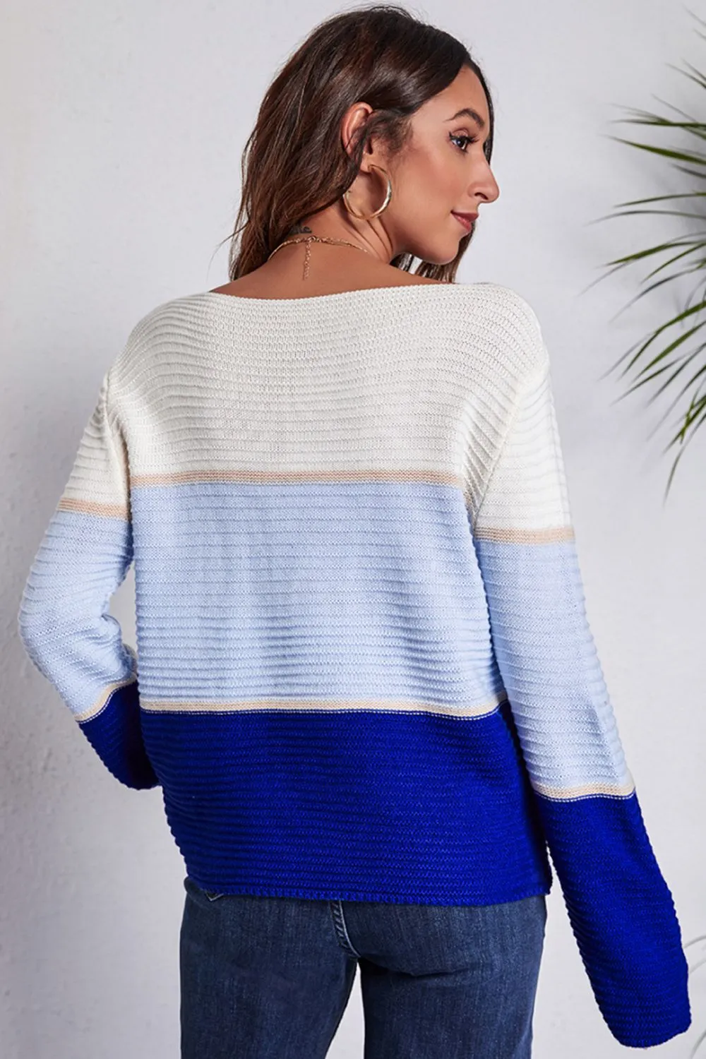Clarice Color Block Horizontal Ribbing Sweater