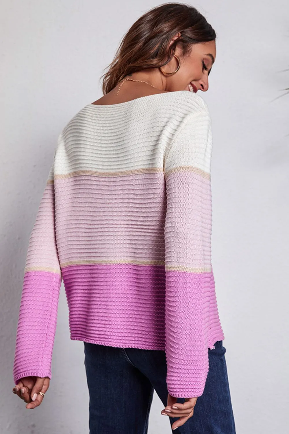 Clarice Color Block Horizontal Ribbing Sweater