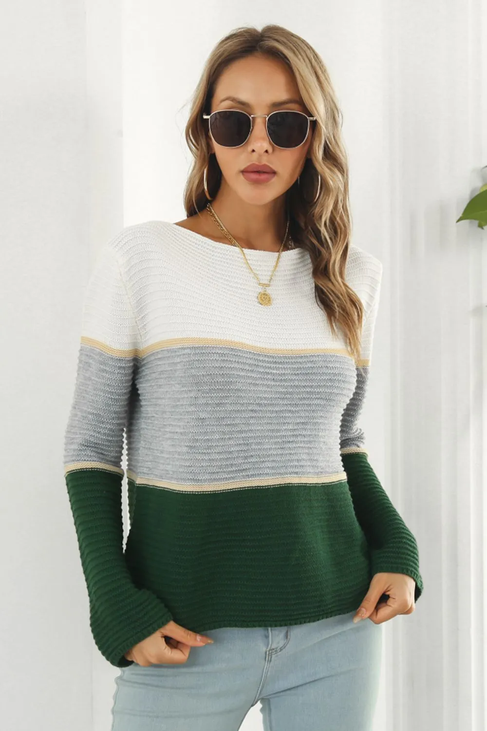 Clarice Color Block Horizontal Ribbing Sweater