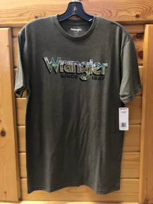 CLMQ6196E-S-Olive Mens T Shirt Wrangler Logo Since 1947