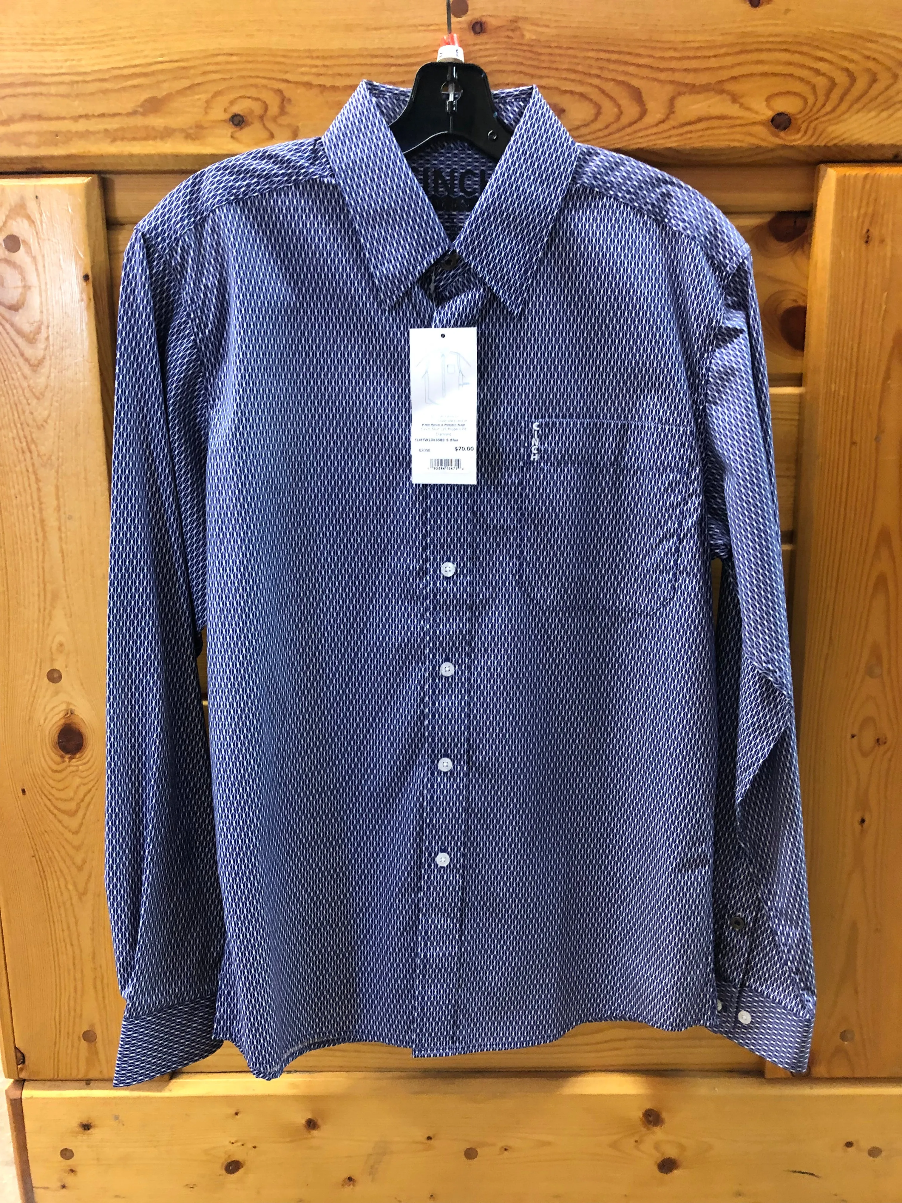 CLMTW1343089-S-Blue Cinch Shirt L/S Modern Fit Diamond