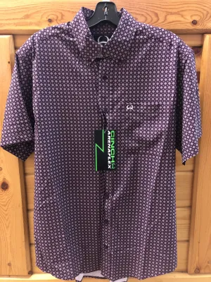 CLMTW1704090-XS-PLum Cinch S/S Shirt ArenaFlex Geo Print