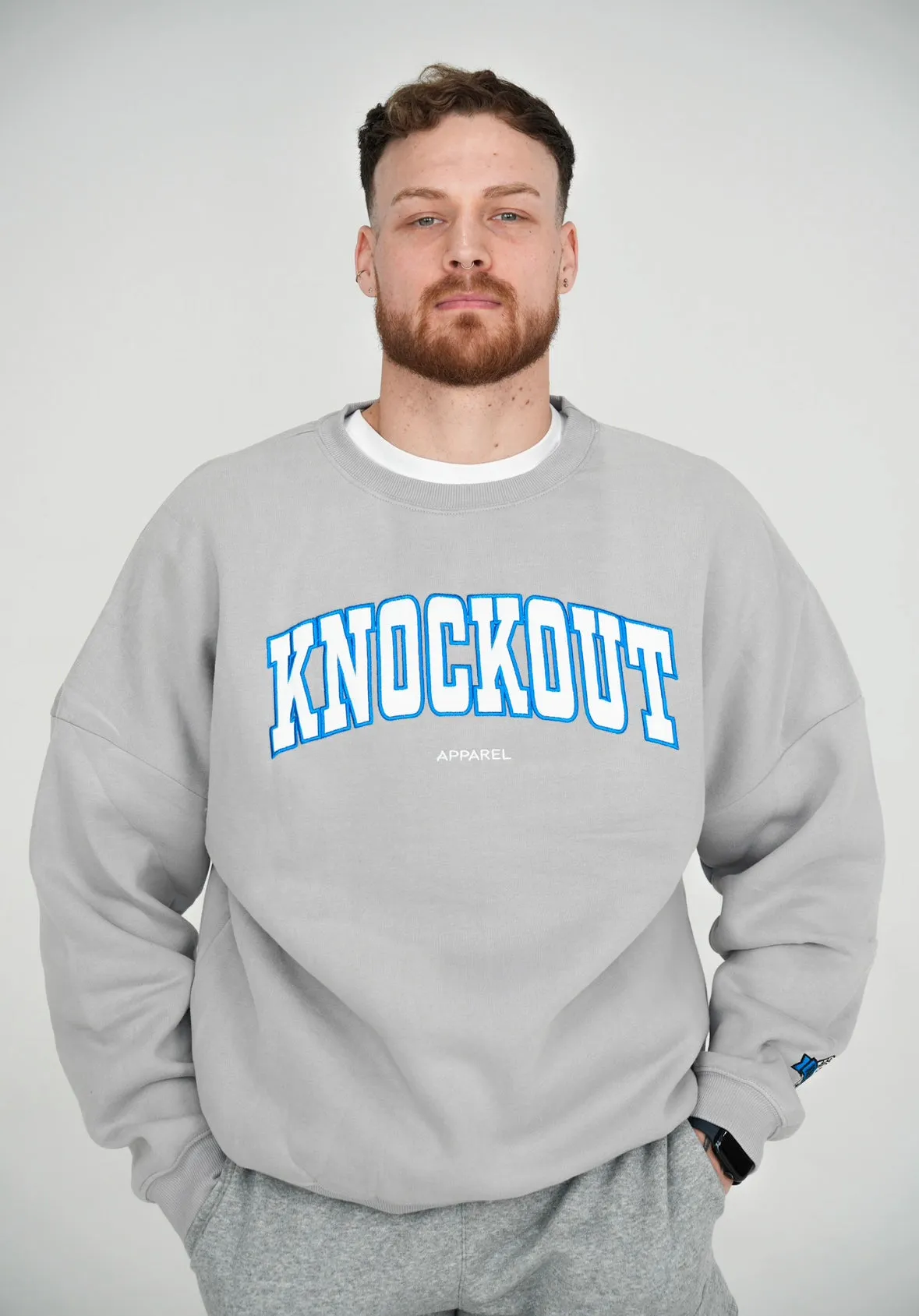 COLLEGE CREWNECK - GREY/BLUE