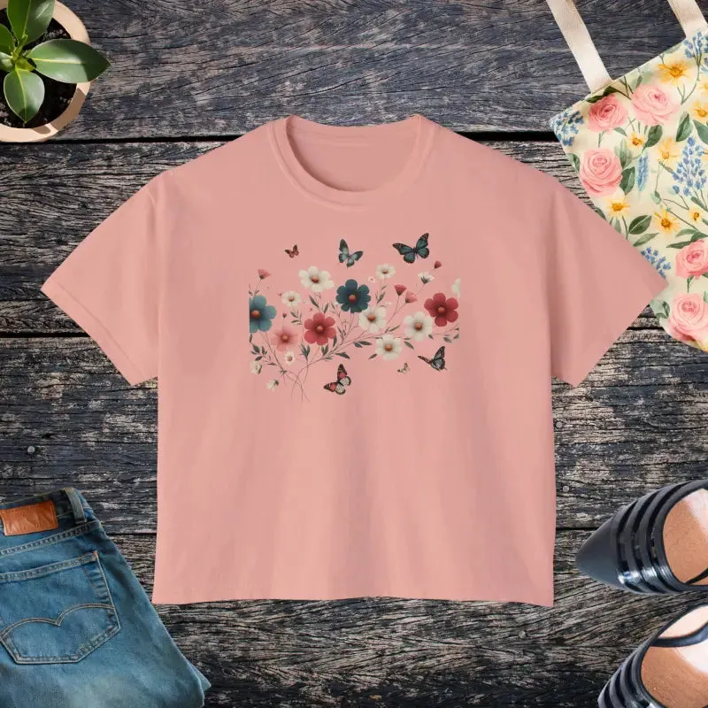 Cool Flowers Boxy Tee for Effortless Style
