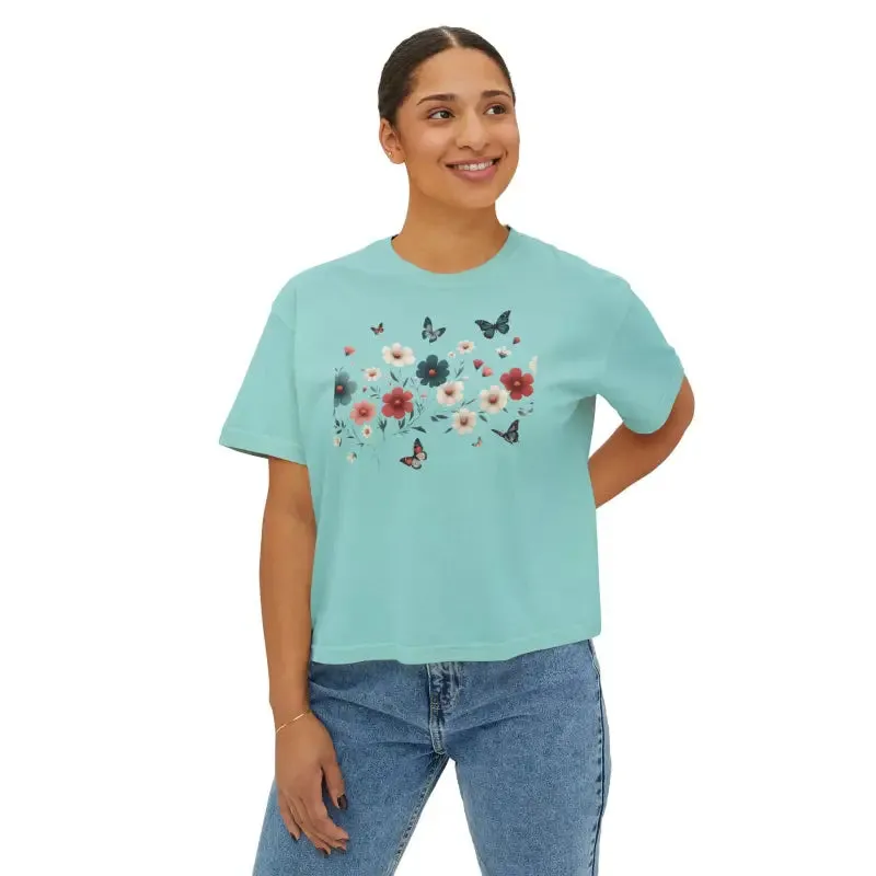 Cool Flowers Boxy Tee for Effortless Style