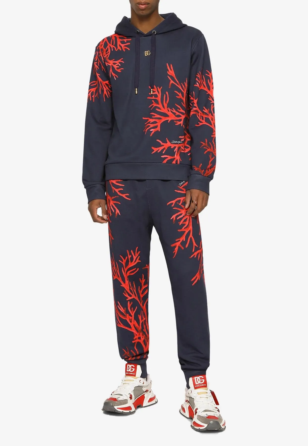 Coral Printed Hooded Sweatshirt