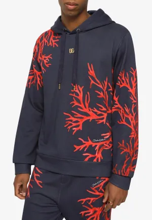 Coral Printed Hooded Sweatshirt