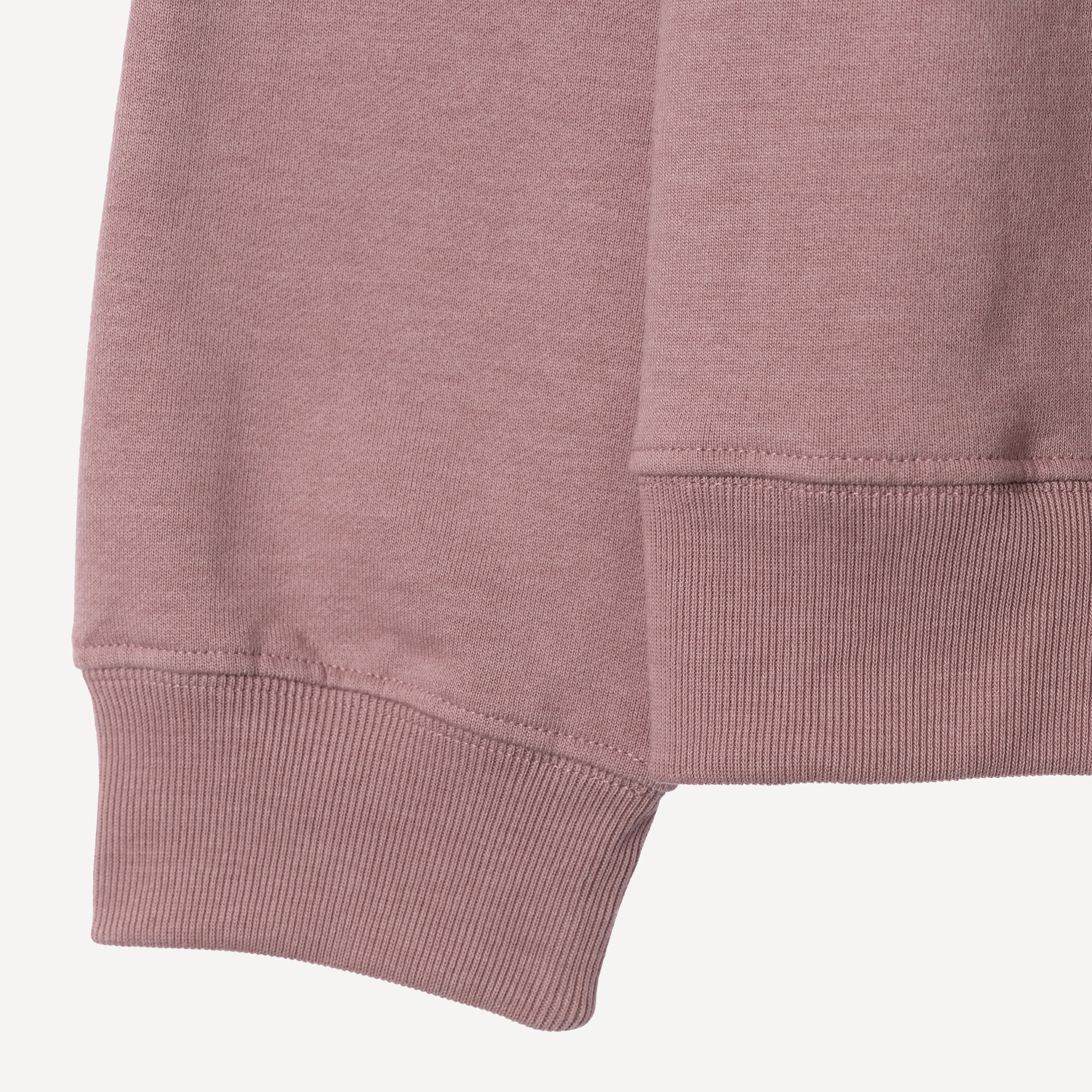 Crewneck Pullover Sweatshirt with Embroidered Icon - Woodrose / Hot Spring Snow Monkey