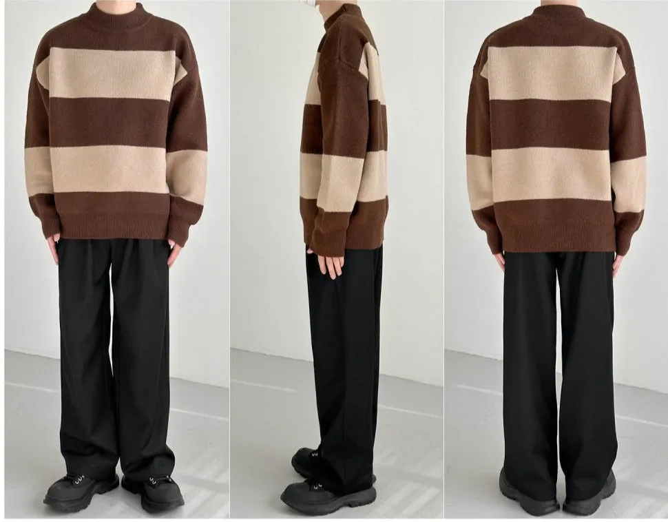 Crisp Wide Round Neck Striped Sweater