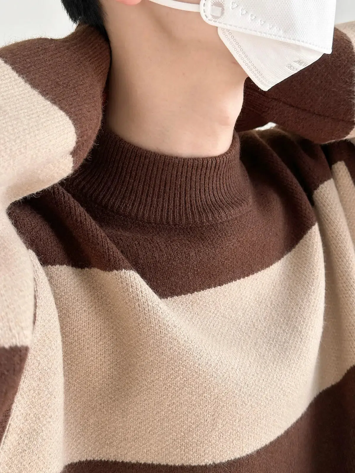 Crisp Wide Round Neck Striped Sweater