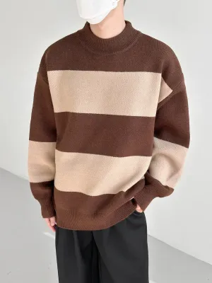 Crisp Wide Round Neck Striped Sweater