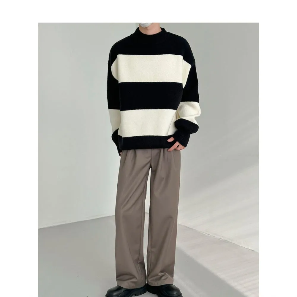 Crisp Wide Round Neck Striped Sweater