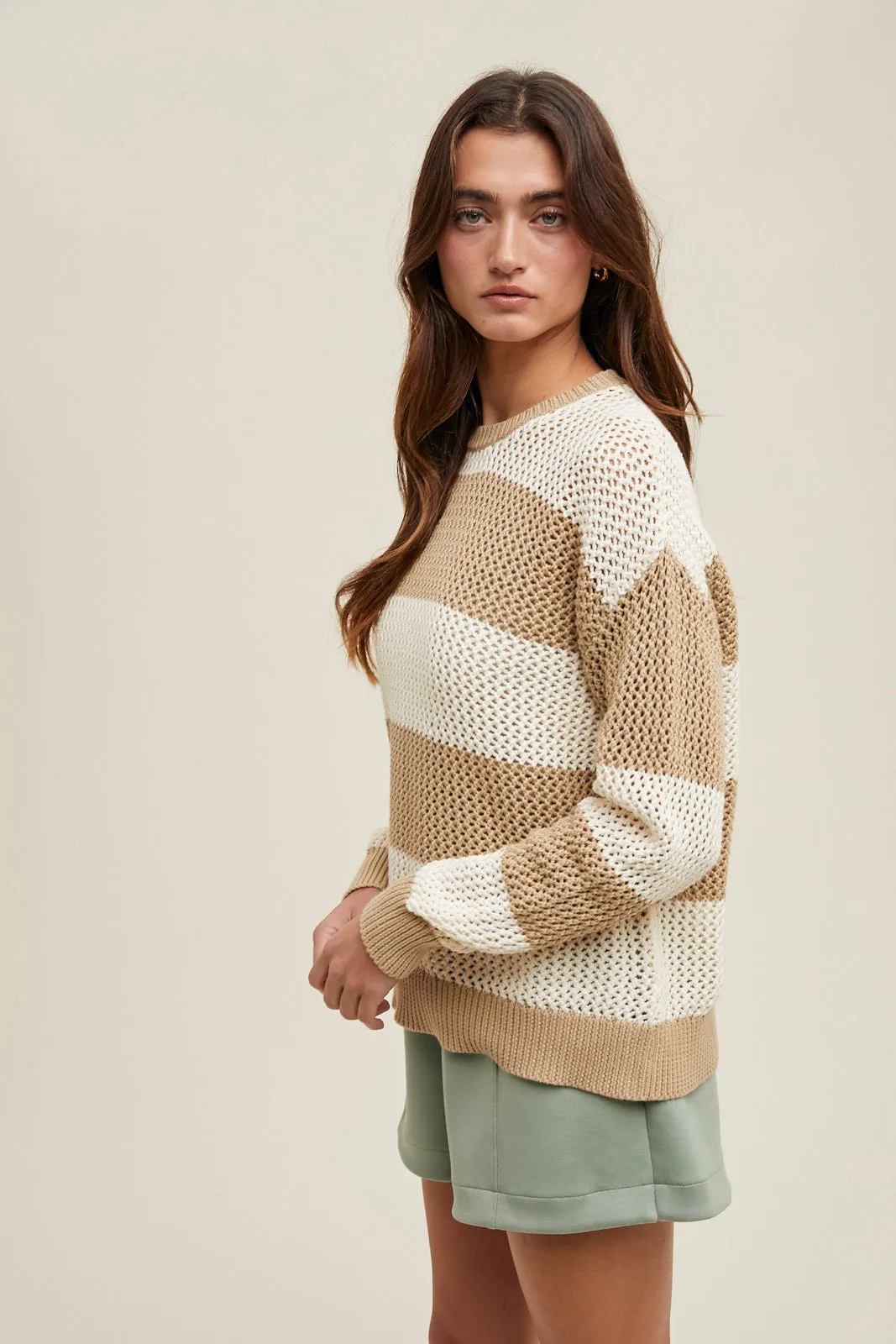 Crochet Multi Stripe Sweater