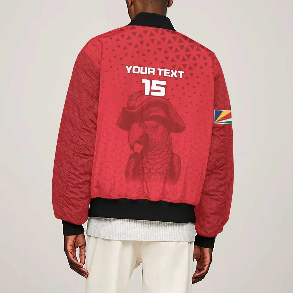 Custom Afro Seychelles Football Sleeve Zip Bomber Jacket Pirate Parrot LT15