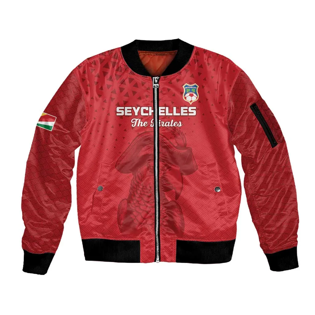Custom Afro Seychelles Football Sleeve Zip Bomber Jacket Pirate Parrot LT15