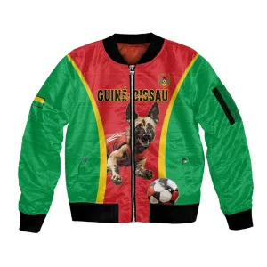 Custom Guinea-Bissau Football Sleeve Zip Bomber Jacket Go Djurtus Go LT15