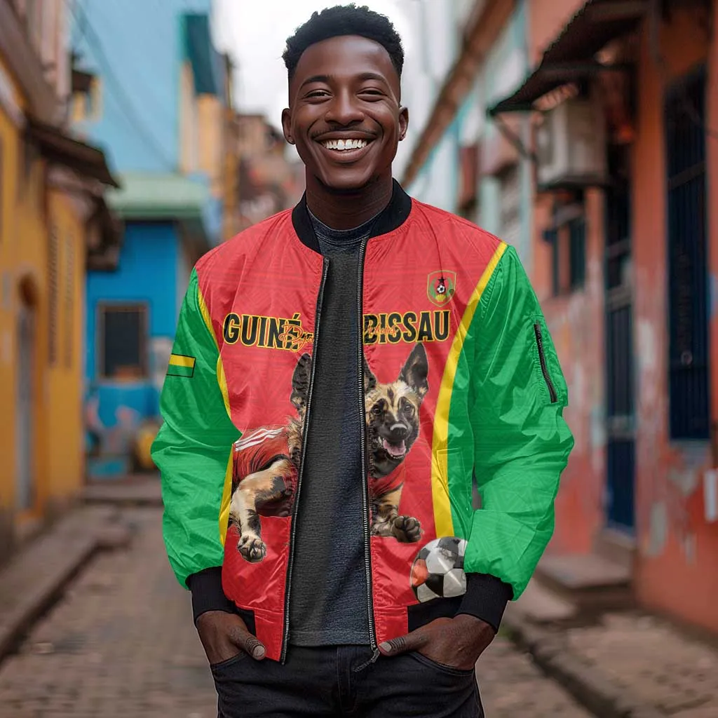 Custom Guinea-Bissau Football Sleeve Zip Bomber Jacket Go Djurtus Go LT15
