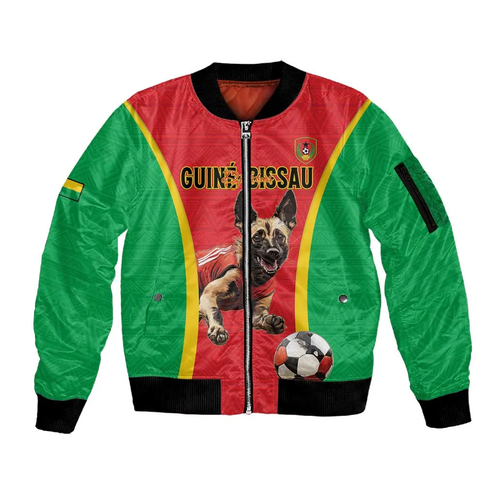 Custom Guinea-Bissau Football Sleeve Zip Bomber Jacket Go Djurtus Go LT15