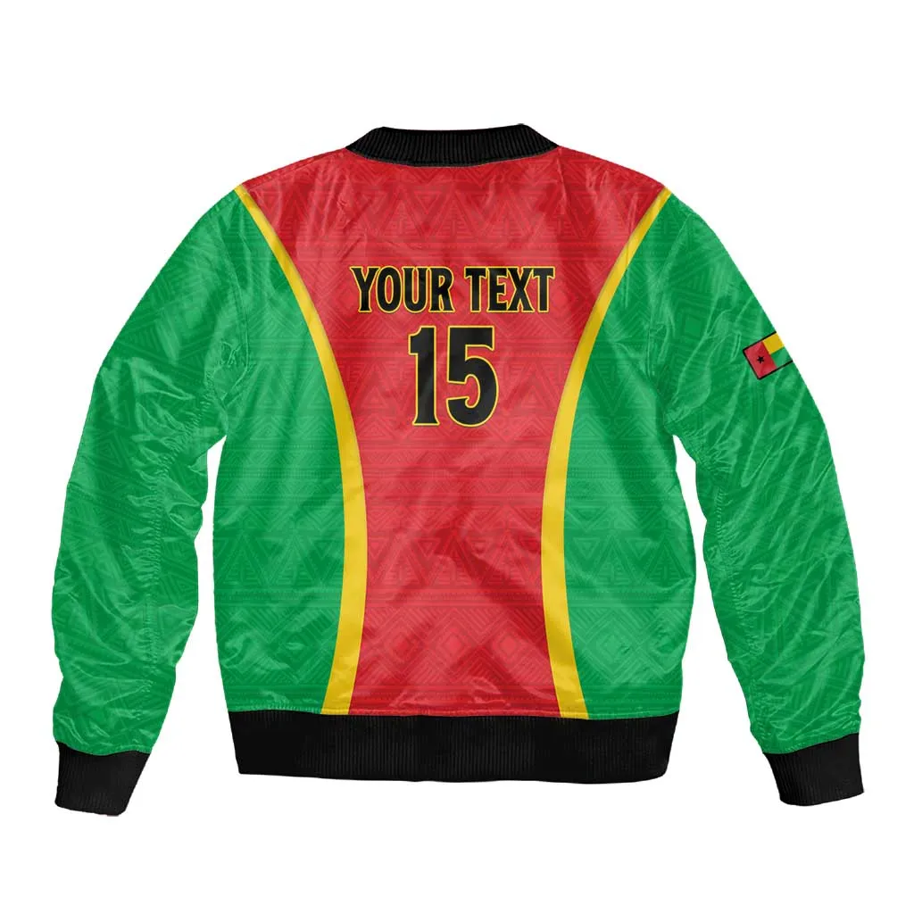 Custom Guinea-Bissau Football Sleeve Zip Bomber Jacket Go Djurtus Go LT15