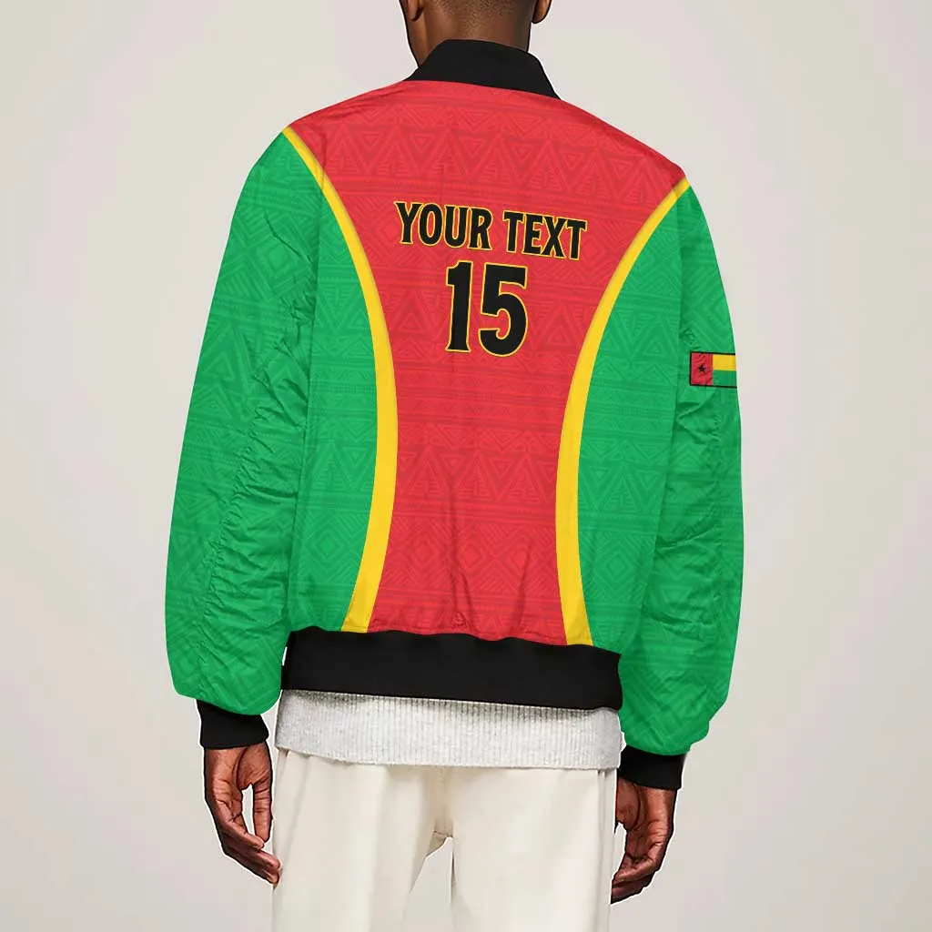 Custom Guinea-Bissau Football Sleeve Zip Bomber Jacket Go Djurtus Go LT15
