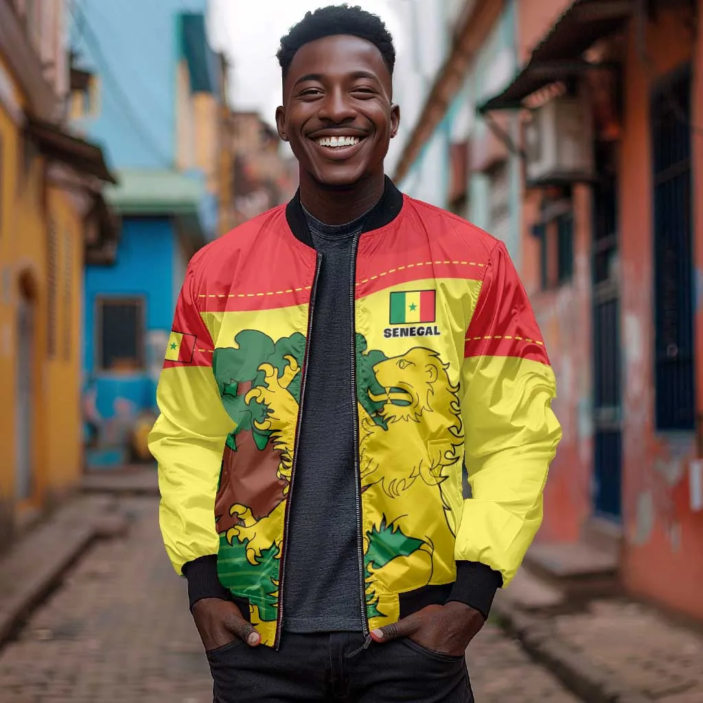 Custom Senegal Bomber Jacket with Bahamian Lion and Baobab Flag Style LT01