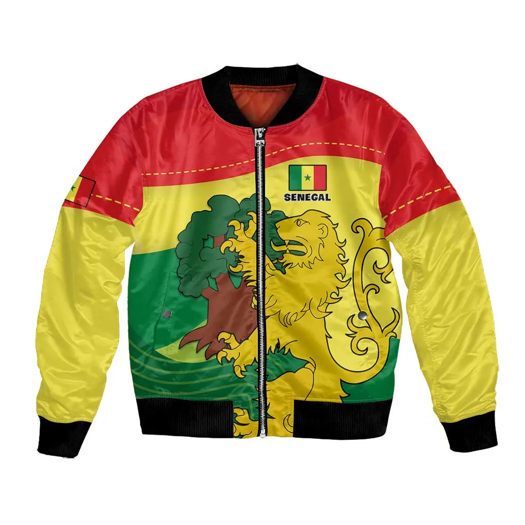Custom Senegal Bomber Jacket with Bahamian Lion and Baobab Flag Style LT01